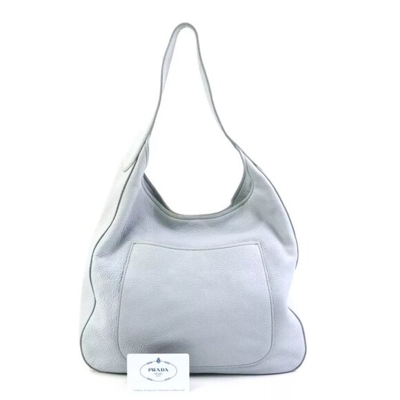ハンドバッグ PRADA LIGHT GREY LEATHER HANDBAG Auth PRADA Handbag Light Gray Leather